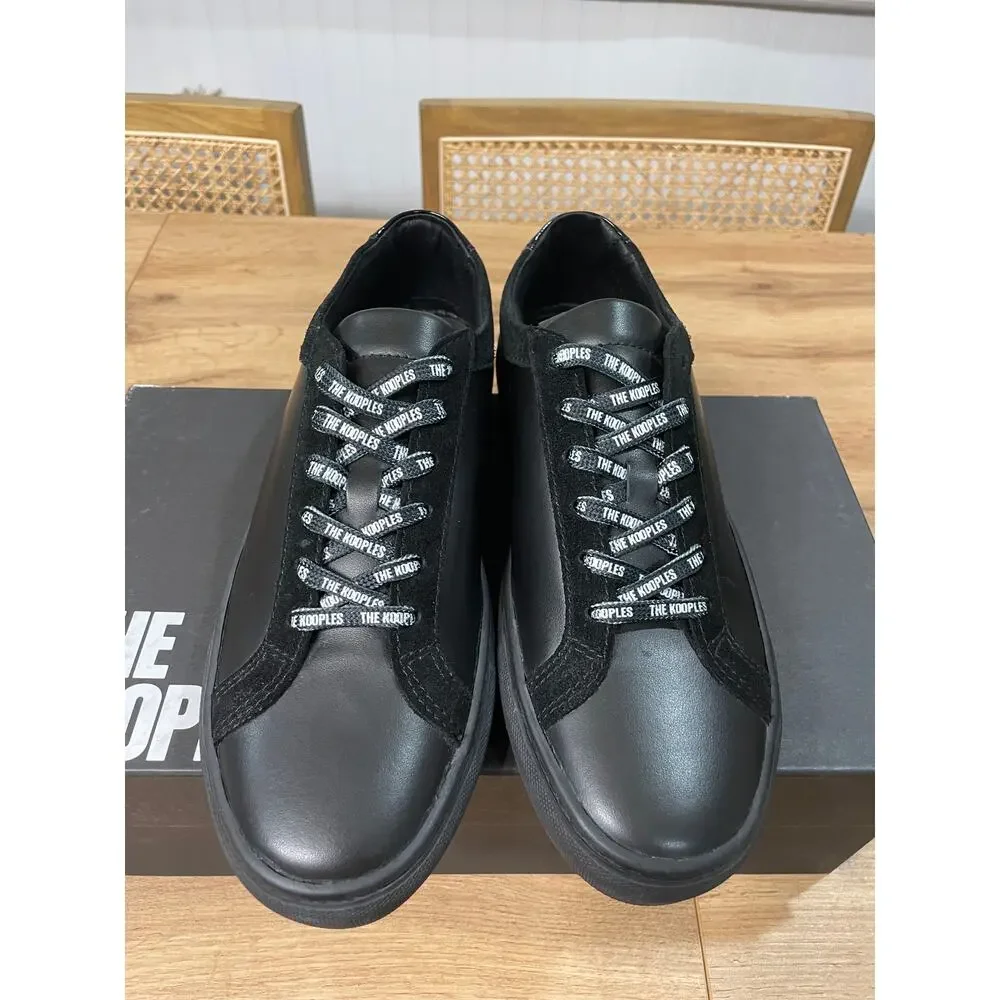 The Kooples Men's Leather Sneaker w/ Vinyl Black Size 7/7.5 US 40 EU NIB Low Top